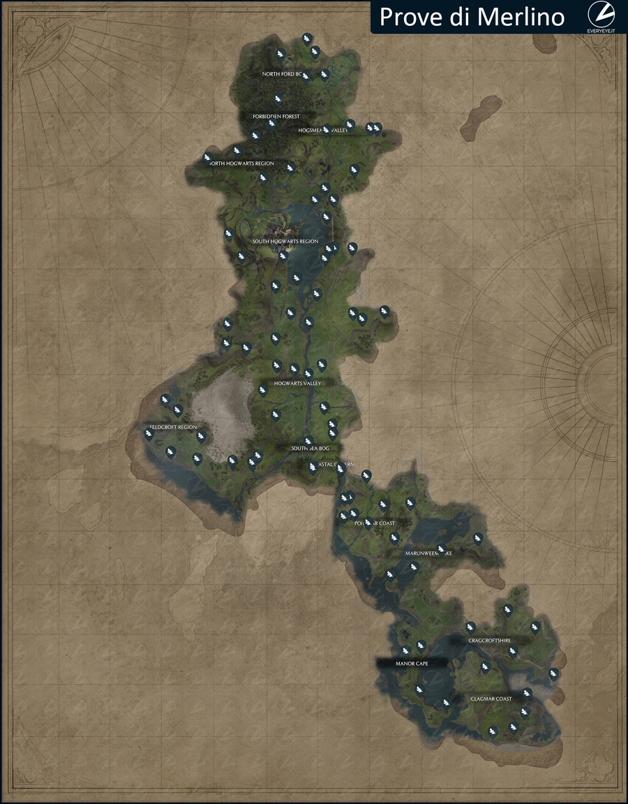Mappa Prove di Merlino Hogwarts Legacy