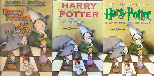 Le tre varianti della copertina di Harry Potter e la Pietra Filosofale | Copyright © Potterandmore.com